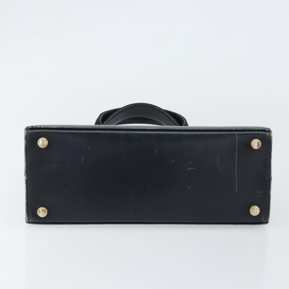 Salvatore Ferragamo Vala Hand Bag Leather Navy Gold Auth gh1106