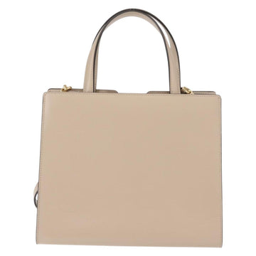 Salvatore Ferragamo Vala Hand Bag Leather 2way Beige Gold Auth gh1107 - 0