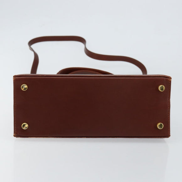 Salvatore Ferragamo Vala Hand Bag Leather 2way Brown Gold Auth gh1108