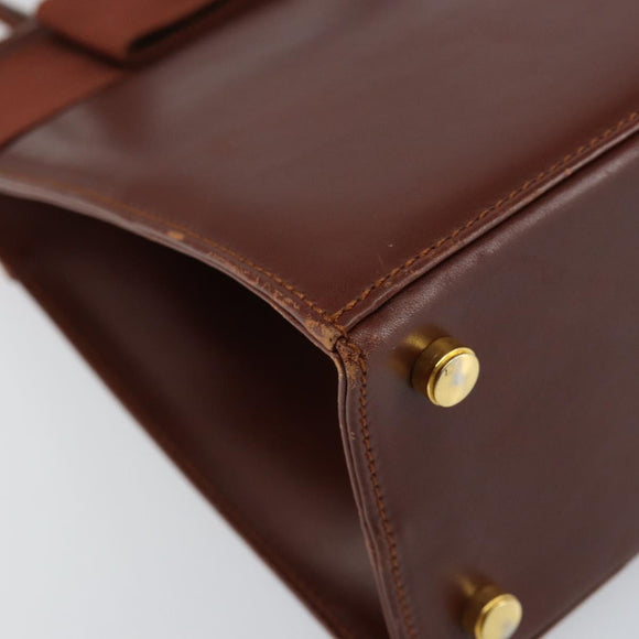 Salvatore Ferragamo Vala Hand Bag Leather 2way Brown Gold Auth gh1108