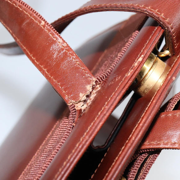 Salvatore Ferragamo Vala Hand Bag Leather 2way Brown Gold Auth gh1108