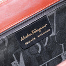 Salvatore Ferragamo Vala Hand Bag Leather 2way Brown Gold Auth gh1108-12