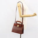 Salvatore Ferragamo Vala Hand Bag Leather 2way Brown Gold Auth gh1108-24