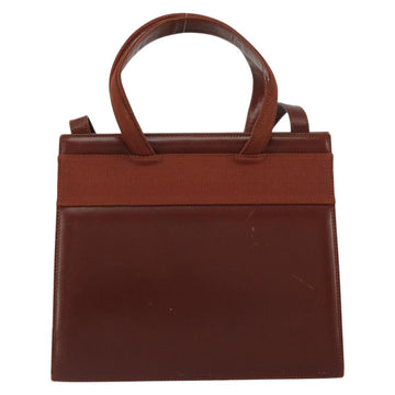 Salvatore Ferragamo Vala Hand Bag Leather 2way Brown Gold Auth gh1108 - 0