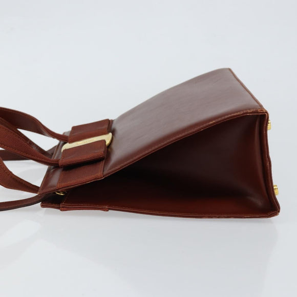 Salvatore Ferragamo Vala Hand Bag Leather 2way Brown Gold Auth gh1108