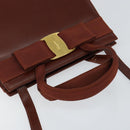 Salvatore Ferragamo Vala Hand Bag Leather 2way Brown Gold Auth gh1108-6