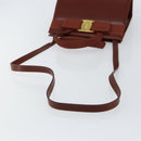 Salvatore Ferragamo Vala Hand Bag Leather 2way Brown Gold Auth gh1108-8