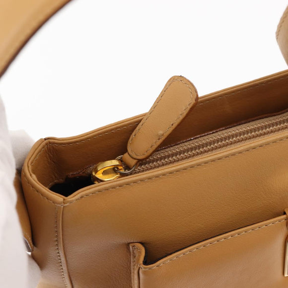 Salvatore Ferragamo Shoulder Bag Leather Beige Gold Auth gh1110