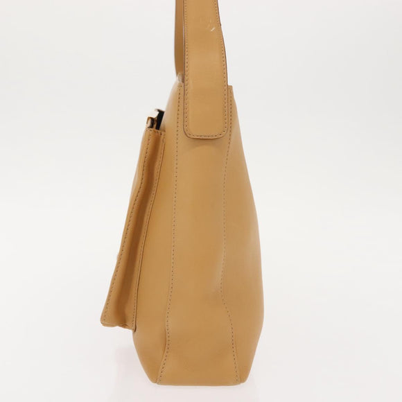 Salvatore Ferragamo Shoulder Bag Leather Beige Gold Auth gh1110