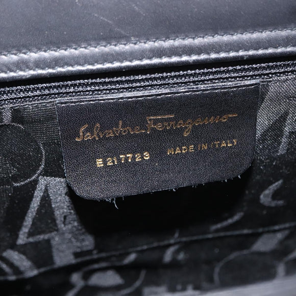 Salvatore Ferragamo Shoulder Bag Leather Black Gold Auth gh1111