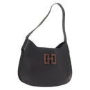 Salvatore Ferragamo Shoulder Bag Leather Black Gold Auth gh1111-1