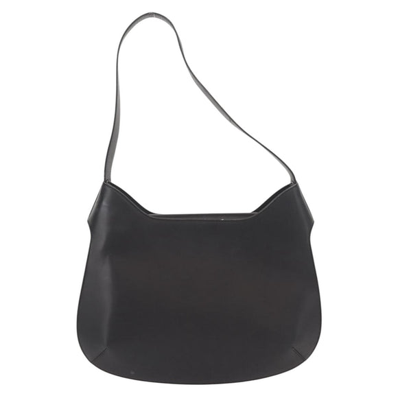 Salvatore Ferragamo Shoulder Bag Leather Black Gold Auth gh1111