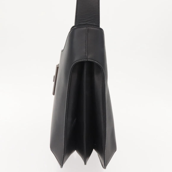 Salvatore Ferragamo Shoulder Bag Leather Black Gold Auth gh1111