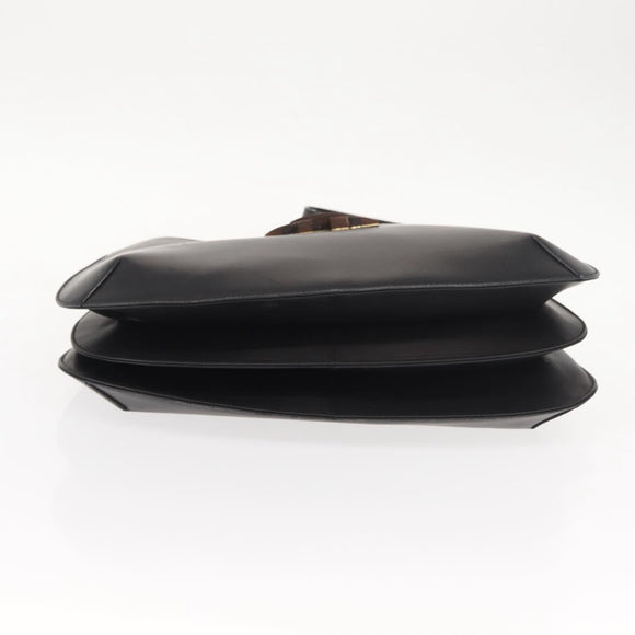 Salvatore Ferragamo Shoulder Bag Leather Black Gold Auth gh1111