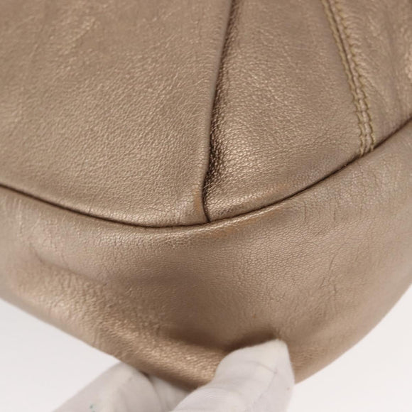 Salvatore Ferragamo Gancini Shoulder Bag Leather 2way Champagne Gold Auth gh1114