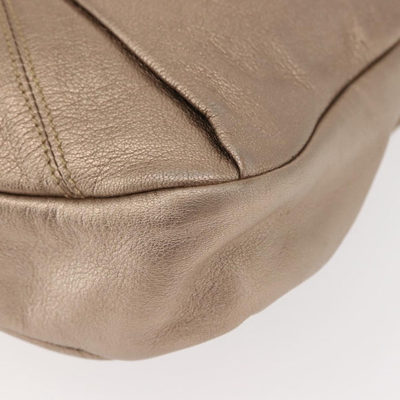 Salvatore Ferragamo Gancini Shoulder Bag Leather 2way Champagne Gold Auth gh1114