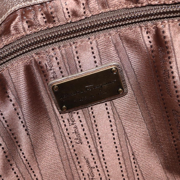 Salvatore Ferragamo Gancini Shoulder Bag Leather 2way Champagne Gold Auth gh1114