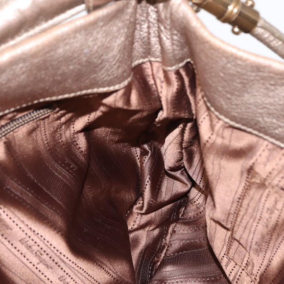 Salvatore Ferragamo Gancini Shoulder Bag Leather 2way Champagne Gold Auth gh1114