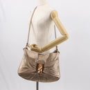 Salvatore Ferragamo Gancini Shoulder Bag Leather 2way Champagne Gold Auth gh1114-23