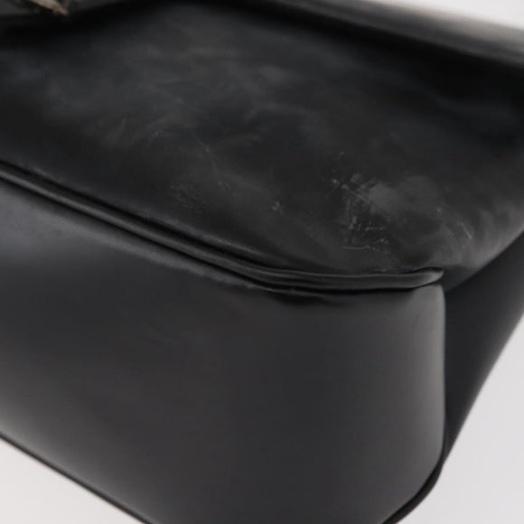 Salvatore Ferragamo Vala Shoulder Bag Leather Black Silver Auth gh1115