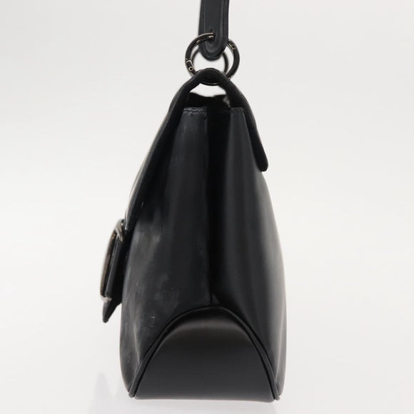 Salvatore Ferragamo Vala Shoulder Bag Leather Black Silver Auth gh1115