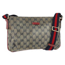 GUCCI GG Canvas Sherry Line Shoulder Bag Navy Gold 189749 Auth gh1116-1