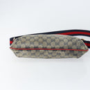 GUCCI GG Canvas Sherry Line Shoulder Bag Navy Gold 189749 Auth gh1116-5