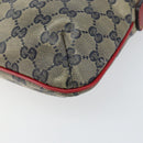 GUCCI GG Canvas Sherry Line Shoulder Bag Navy Gold 189749 Auth gh1116-8