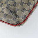 GUCCI GG Canvas Sherry Line Shoulder Bag Navy Gold 189749 Auth gh1116-15