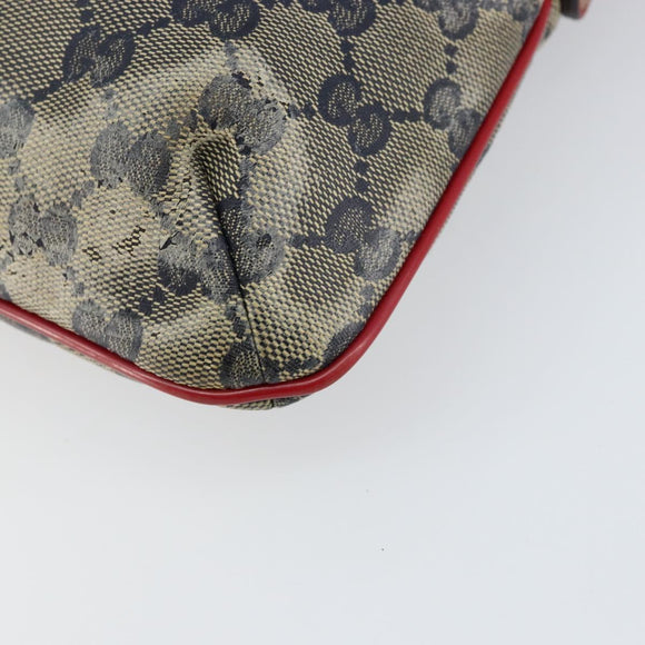 GUCCI GG Canvas Sherry Line Shoulder Bag Navy Gold 189749 Auth gh1116