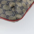 GUCCI GG Canvas Sherry Line Shoulder Bag Navy Gold 189749 Auth gh1116-17