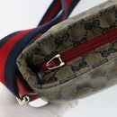 GUCCI GG Canvas Sherry Line Shoulder Bag Navy Gold 189749 Auth gh1116-10