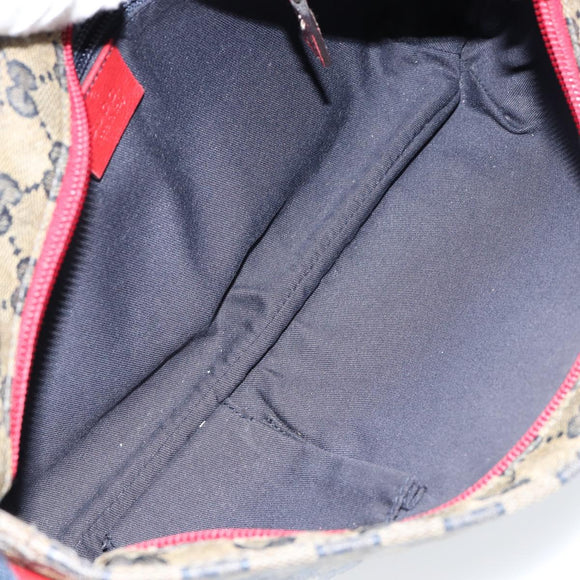 GUCCI GG Canvas Sherry Line Shoulder Bag Navy Gold 189749 Auth gh1116