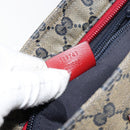 GUCCI GG Canvas Sherry Line Shoulder Bag Navy Gold 189749 Auth gh1116-12