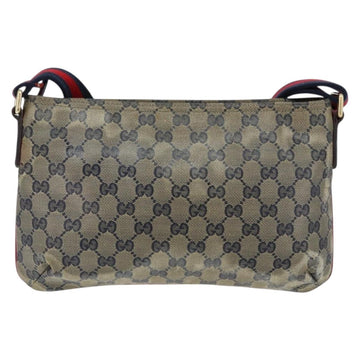 GUCCI GG Canvas Sherry Line Shoulder Bag Navy Gold 189749 Auth gh1116 - 0