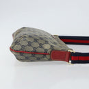 GUCCI GG Canvas Sherry Line Shoulder Bag Navy Gold 189749 Auth gh1116-3