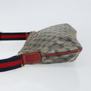 GUCCI GG Canvas Sherry Line Shoulder Bag Navy Gold 189749 Auth gh1116-4