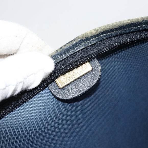 GUCCI GG Supreme Sherry Line Tote Bag PVC Navy Gold 002 983 0163 Auth gh1118