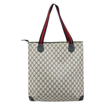 GUCCI GG Supreme Sherry Line Tote Bag PVC Navy Gold 002 983 0163 Auth gh1118 - 0