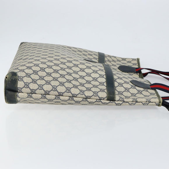 GUCCI GG Supreme Sherry Line Tote Bag PVC Navy Gold 002 983 0163 Auth gh1118