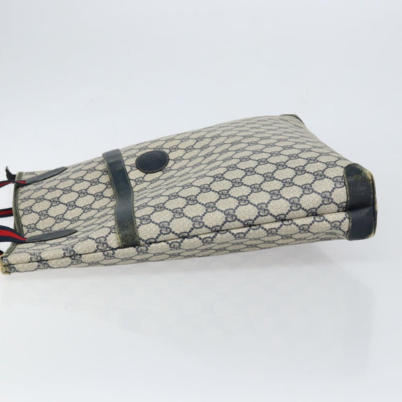 GUCCI GG Supreme Sherry Line Tote Bag PVC Navy Gold 002 983 0163 Auth gh1118