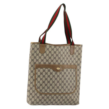 GUCCI GG Supreme Web Sherry Line Tote Bag PVC Beige Gold 53 02 2140 Auth gh1121