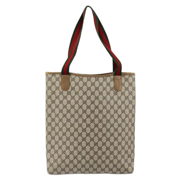 GUCCI GG Supreme Web Sherry Line Tote Bag PVC Beige Gold 53 02 2140 Auth gh1121 - 0