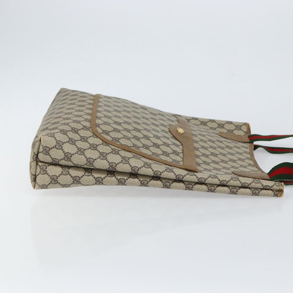 GUCCI GG Supreme Web Sherry Line Tote Bag PVC Beige Gold 53 02 2140 Auth gh1121