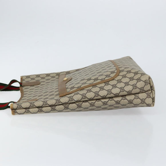 GUCCI GG Supreme Web Sherry Line Tote Bag PVC Beige Gold 53 02 2140 Auth gh1121