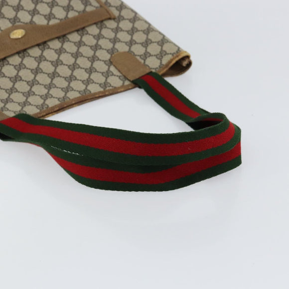 GUCCI GG Supreme Web Sherry Line Tote Bag PVC Beige Gold 53 02 2140 Auth gh1121