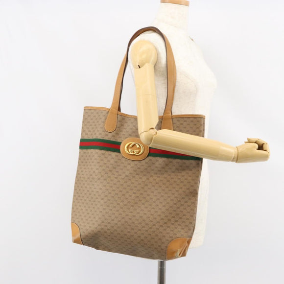 GUCCI Micro GG Supreme Web Sherry Line Bag PVC Beige 002 904 0131 Auth gh1123