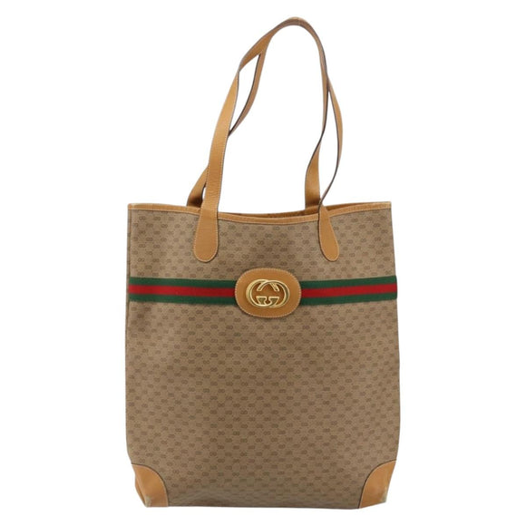 GUCCI Micro GG Supreme Web Sherry Line Bag PVC Beige 002 904 0131 Auth gh1123