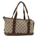 GUCCI GG Canvas Hand Bag Beige Gold 92734 Auth gh1128-1