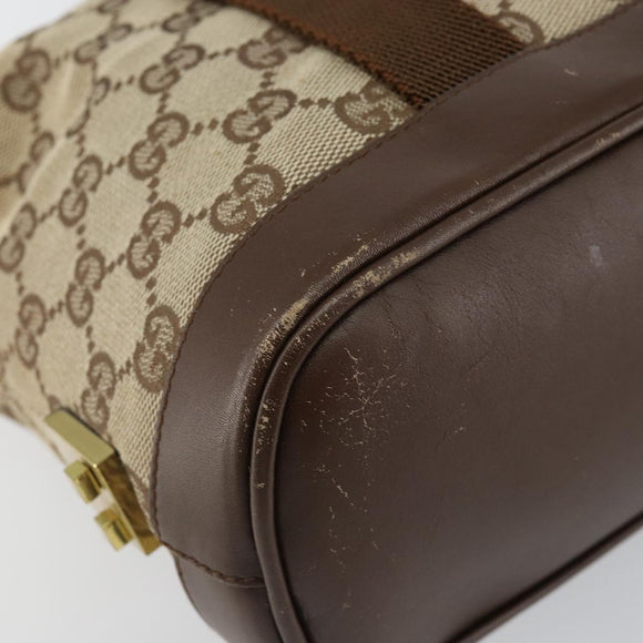 GUCCI GG Canvas Hand Bag Beige Gold 92734 Auth gh1128